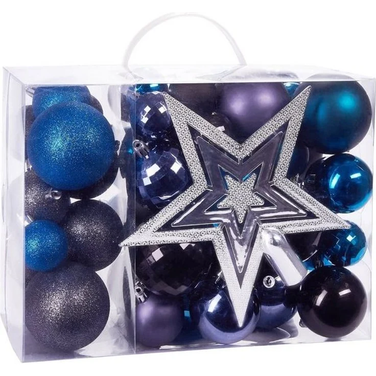 BRUBAKER Weihnachtsbaumkugel 50-teiliges Weihnachtskugel-Set mit Baumspitze, Christbaumschmuck aus Kunststoff, Weihnachtsdekoration edel und robust – Bild 4