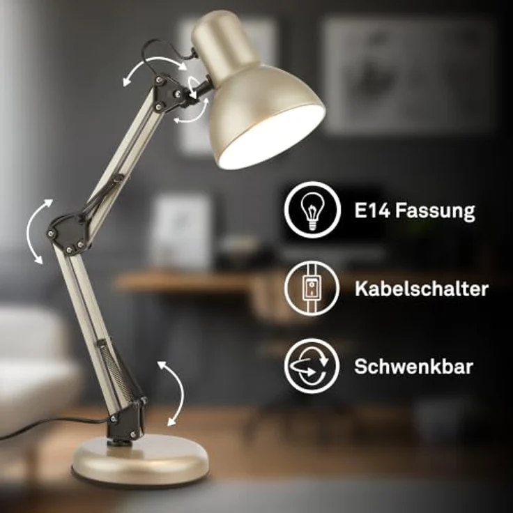 Briloner Leuchten LED Tischleuchte PIXA, ohne Leuchtmittel, 22,4x54,6 cm, Büro, Kinderzimmer – Bild 2