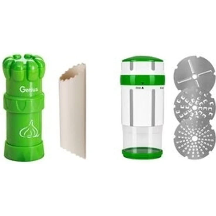 Genius Gemüse-Scheibenschneider Nicer Dicer Maestro inkl. Knoblauch-Schneider G5, Set 6tlg, (Spar-Set, 6-tlg), Super handlich & immer im Einsatz, wechselbare Einsätze – Bild 6