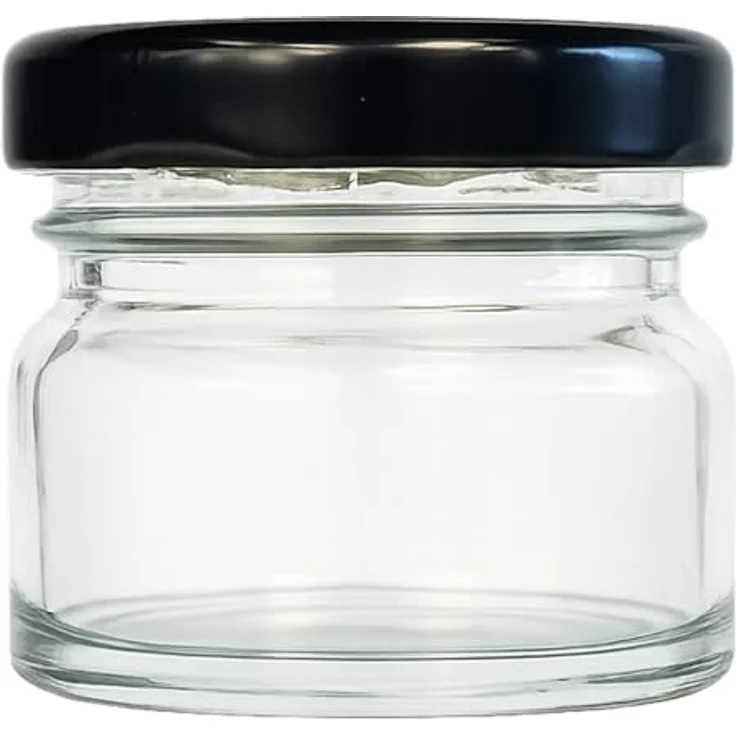 hocz 50x Mini Marmeladengläser 30 ml | mit Deckel Schwarz TO 43 | kleine Einmachgläser mit Schraubdeckel zum befüllen | Schraubgläser, Sturzgläser Set | leere Marmeladen Gläser | 50 Stück – Bild 4