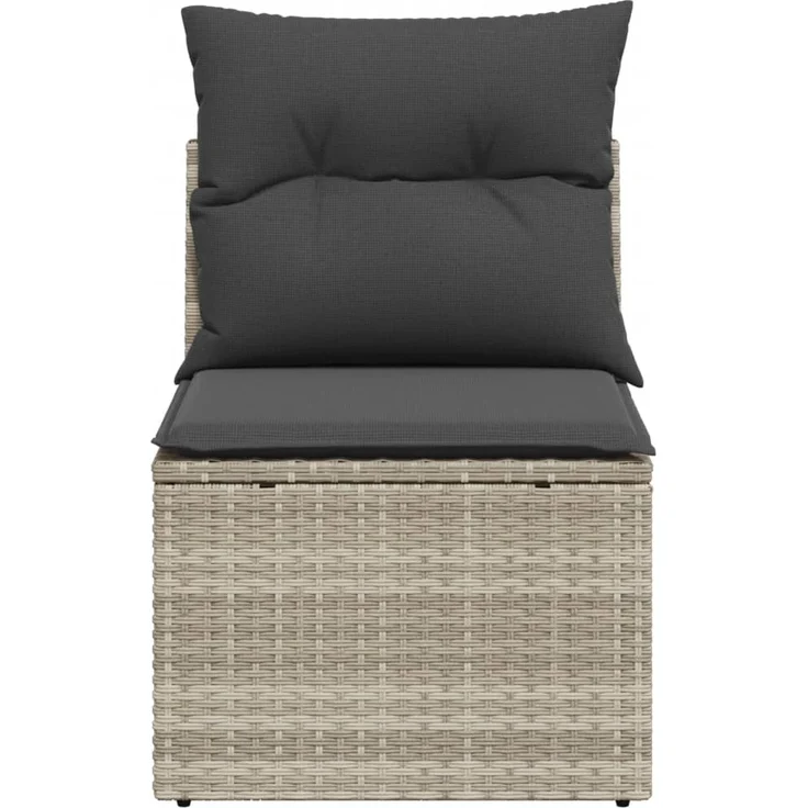 vidaXL Gartensofa ohne Armlehnen mit Kissen Hellgrau Poly Rattan 366174 – Bild 3