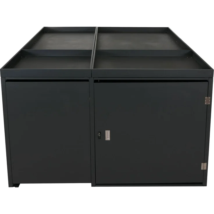 Mendler 3er-Mülltonnenverkleidung / 2er-Fahrradgarage mit Pflanzkasten HWC-N79, abschließbar, Metall anthrazit, 130x193x208 cm – Bild 5