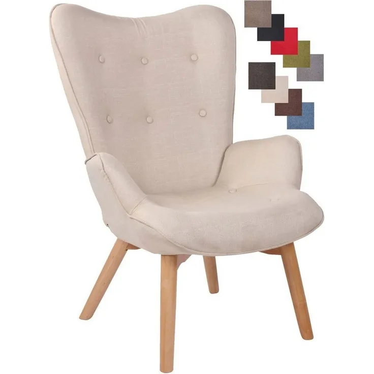 CLP Lounger Durham Stoff mit Buchenholz Gestell,creme