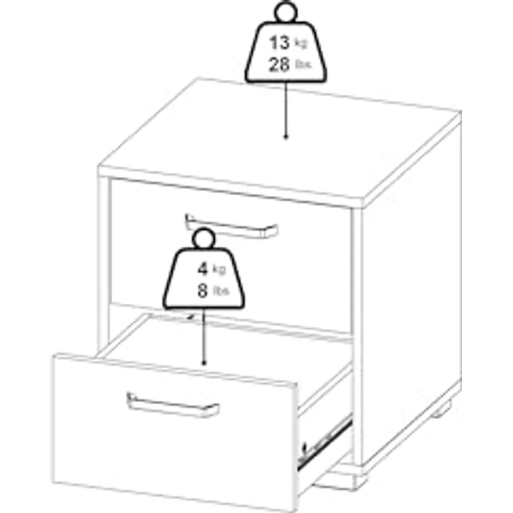Tvilum Sofia Nachttisch mit 2 Schubladen in Weiß, 40 cm B x 39,6 cm T x 44,2 cm H – Bild 9
