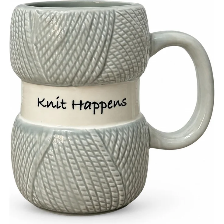 Kaffeetasse im Wollknäuel-Design Motivtasse Geschenkidee Grau 15 x 15 x 16 cm – Bild 1