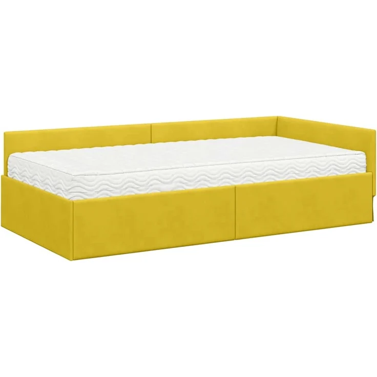 vidaXL Eckbettgestell mit Matratze Sonstiges 2 pcs Gelb Samt 3393650 – Bild 4