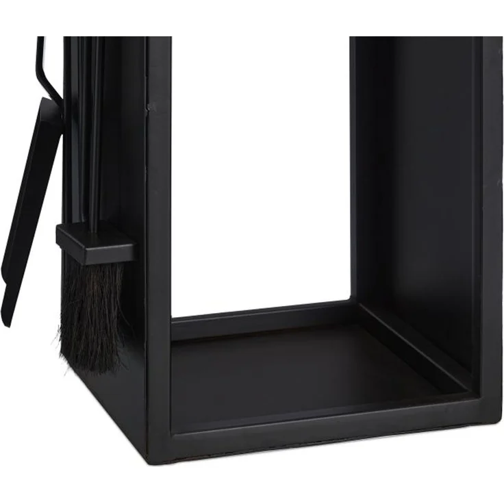 Schwarzes Kaminholzregal mit Besteck 10047806 – Bild 6