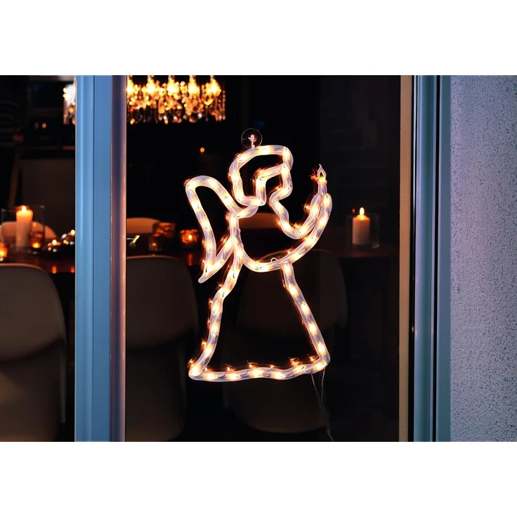 Konstsmide LED Fenstersilhouette, Engel, 50 warm weiße Dioden, 230V, Innen, weißes Kabel - 2173-010 – Bild 3