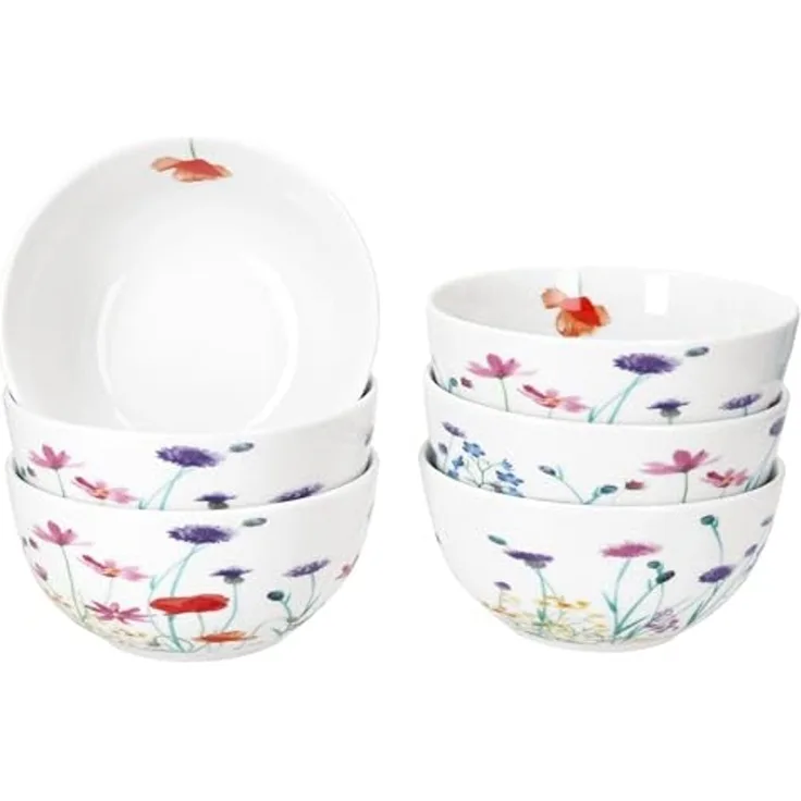 MamboCat Müslischale 6x Marie Müsli-Schale Ø14cm 400ml Porzellan Dessert-Schüssel Blume, Porzellan