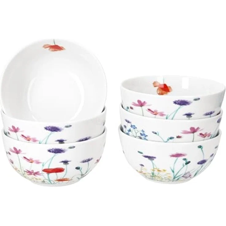MamboCat Müslischale 6x Marie Müsli-Schale Ø14cm 400ml Porzellan Dessert-Schüssel Blume, Porzellan – Bild 1