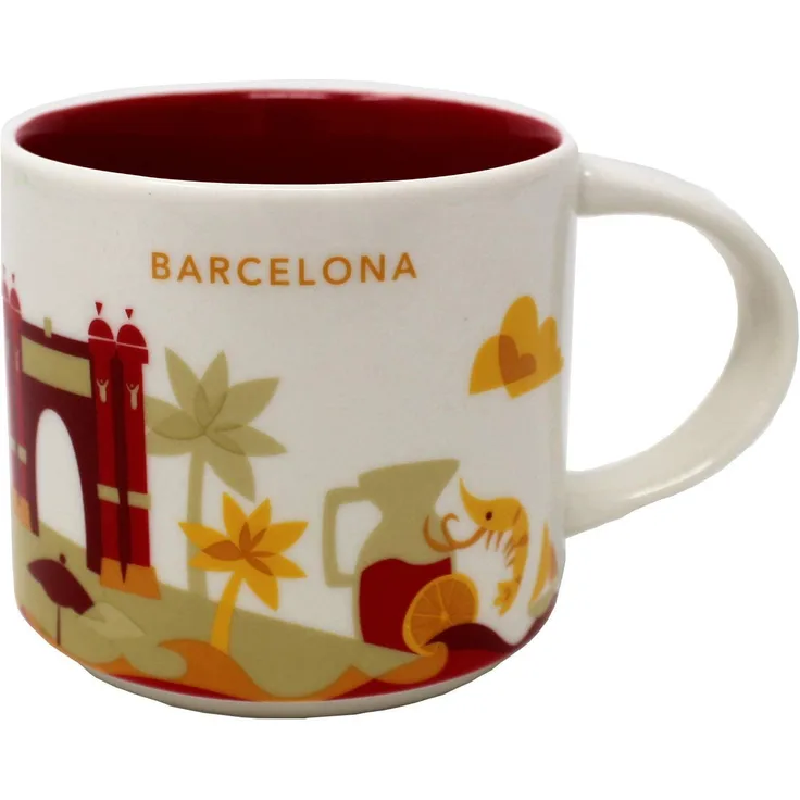Starbucks Barcelona Yah-Becher - Sie Befinden Sich Hier - Kaffeetasse - Espana - Garnelen - Shrimp - Las Ramblas - Sangria 14 Unzen Weiß