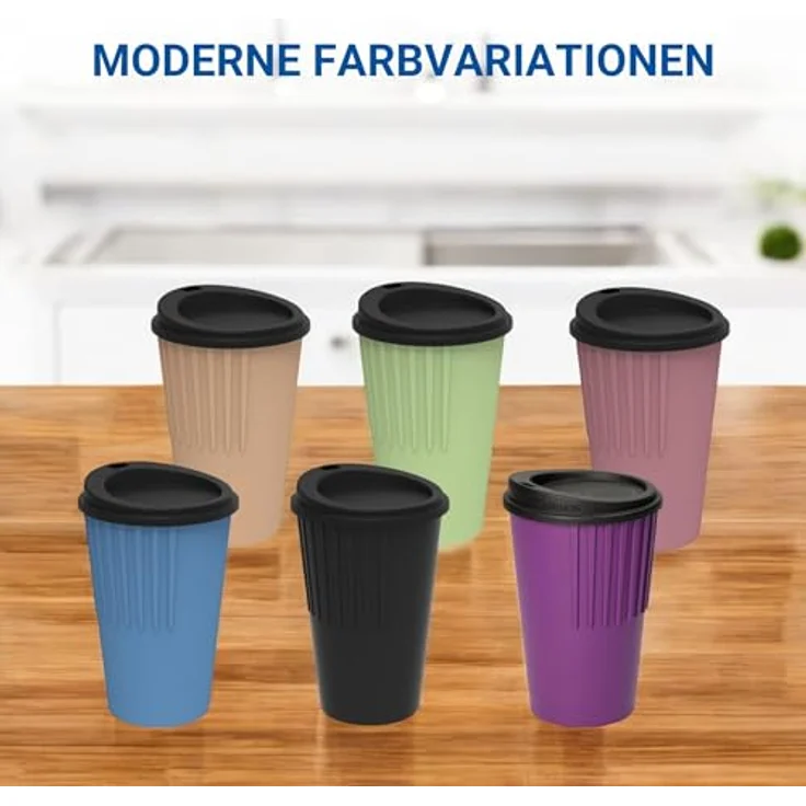 elasto Coffee-to-go-Becher Kaffeebecher 300 ml Trinkbecher mit Deckel und Riffel-Optik, Made in Germany, BPA-frei, 100% recyclebar, Heißgetränke, Teebecher – Bild 6