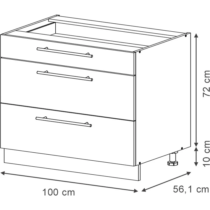 Küchenunterschrank Fame-Line Goldkraft Eiche/Anthrazit 100 cm, AP Eiche Vicco – Bild 2