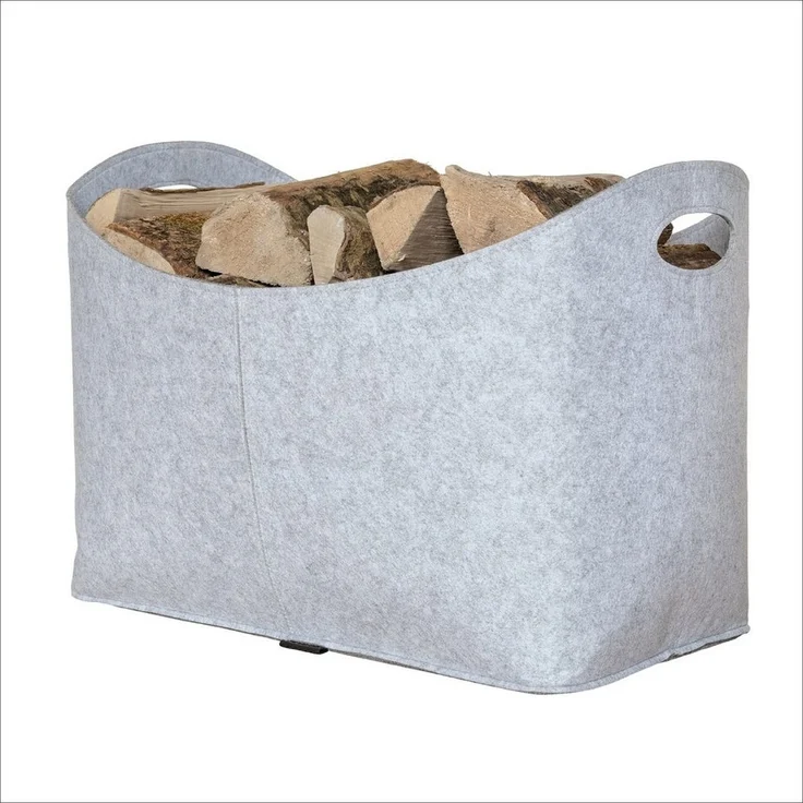 RUBBERNECK premium Filz Kaminholztasche XL hellgrau Tasche Holz Kaminholz – Bild 5