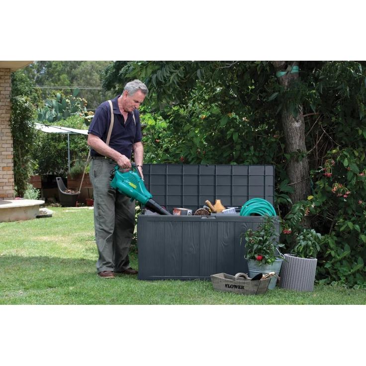 Keter Gartenbox "Sherwood" 270L Graphit Holzoptik UV-& witterungsbeständig, wasserfest – Bild 2