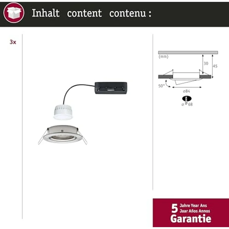 Paulmann 92434 LED Einbauleuchte Nova Coin 3er-Set Zigbee RGBW Eisen gebürstet – Bild 4