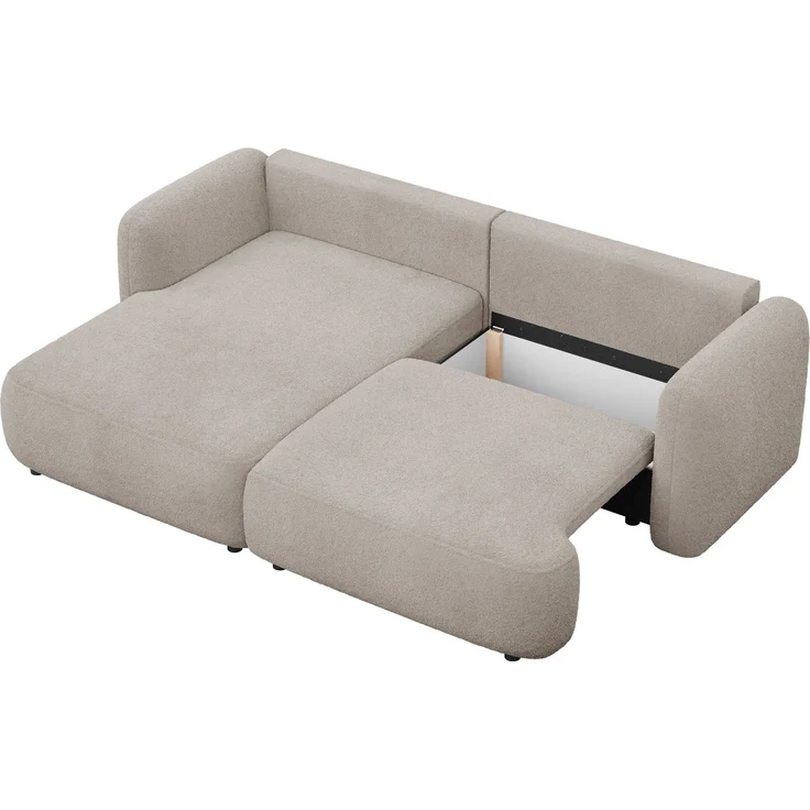 Selsey Tvoya Ecksofa mit Schlaffunktion, Ottomane links, Bouclé Beigegrau – Bild 7