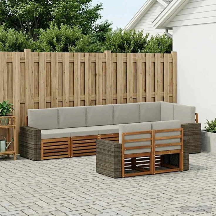 vidaXL Outdoor-Sofagarnitur 8 stk. 8-Sitzer Natur und Hellgrau 3384517 – Bild 1