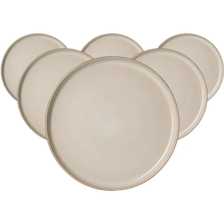 Presotto Speiseteller Olivia, Rund, 26,5 cm, Beige, Keramik, Spülmaschinenfest, 6er Set
