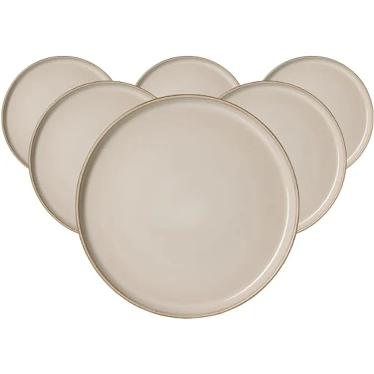 Presotto Speiseteller Olivia, Rund, 26,5 cm, Beige, Keramik, Spülmaschinenfest, 6er Set – Bild 1