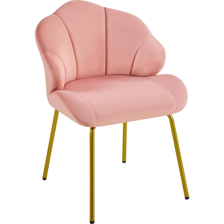 Yaheetech Sessel Loungesessel in Muschelform, Ohrensessel modern, Polsterstuhl mit Metallbeinen, Polyester, für Wohnzimmer/Schminktisch/Schlafzimmer, Rosa – Bild 1