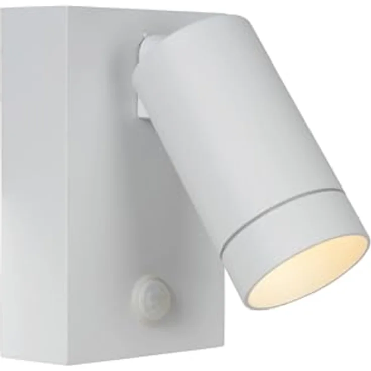 LUCIDE TAYLOR Wandstrahler/Wandleuchte mit Bewegungssensor, IP54, 1xGU10, dreh- und kippbar, Außenbeleuchtung in Weiß