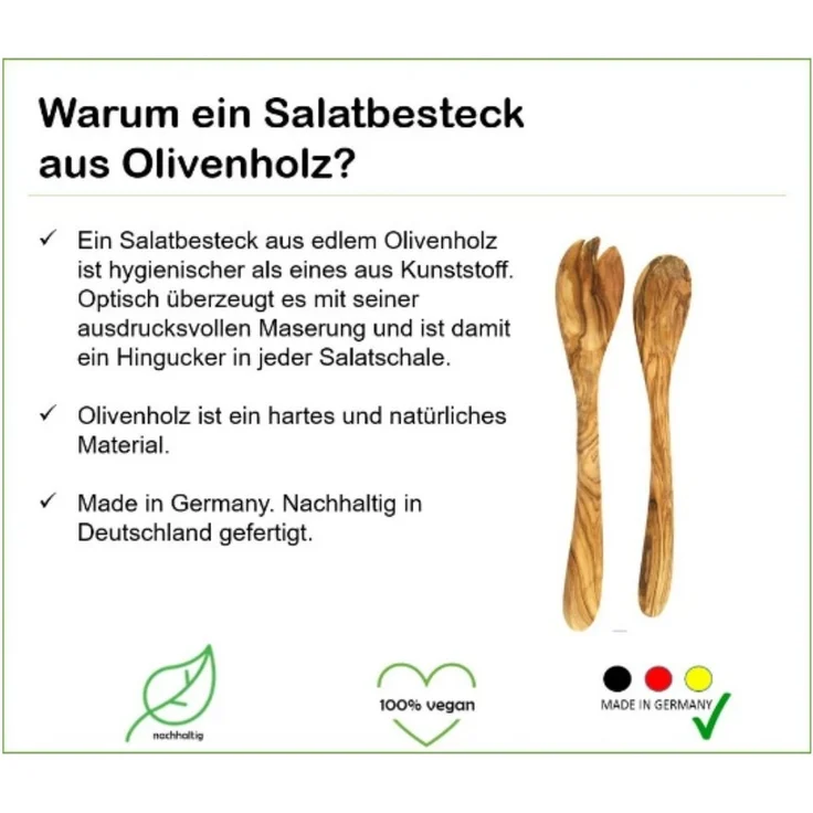Olivenholz-erleben Salatbesteck Salatbesteck klein aus Olivenholz (1-tlg) – Bild 2