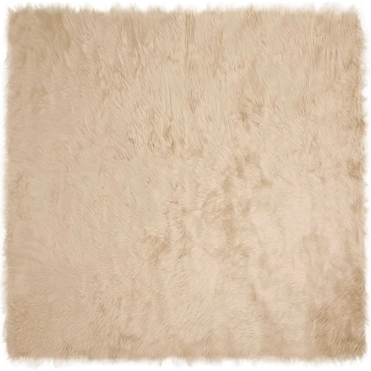 vidaXL Kunstschaffell Teppich Tafalla Beige 120 x 120 cm Polyester 42021487 – Bild 1