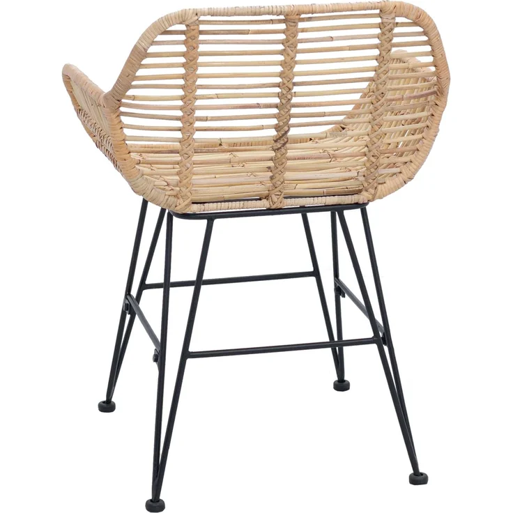 vidaXL Esszimmerstuhl 2 pcs Natur 55 x 50 x 74 cm Rattan und Eisen 42011556 – Bild 6