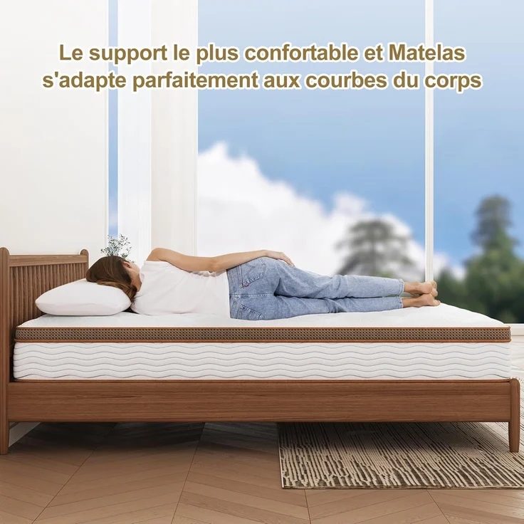 BedStory Matratze, 140x190 cm, Federn, Memory-Schaum, Hybrid-Technologie, mehrschichtig, personalisierter Komfort, Dicke 22 cm – Bild 6