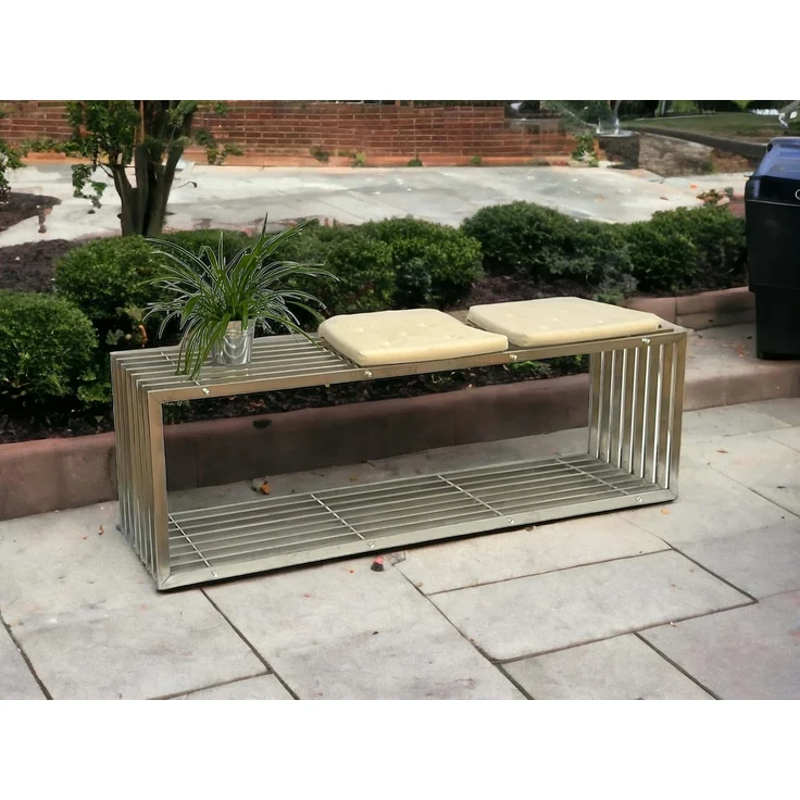 DanDiBo Gartenbank Edelstahl Metall Wetterfest Massiv 150 cm Sitzbank Bank Garten 96429 Parkbank Lamellenbank – Bild 7