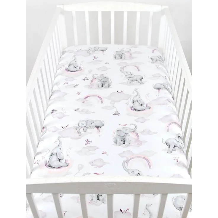 BabyLux Spannbettlaken SPANNBETTLAKEN 70x140 Spannbetttuch Baumwolle Kinder Baby Babybett, 125. Elefanten Rosa