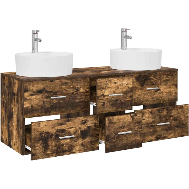 vidaXL Badezimmerschrank-Set 3 stk. Geräucherte Eiche 3405887 – Bild 3