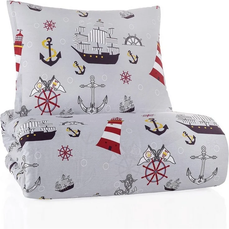 TRAUMSCHLAF Bettwäsche Marine, Renforce, 2 teilig, maritimes Design auf 100% Baumwolle – Bild 3