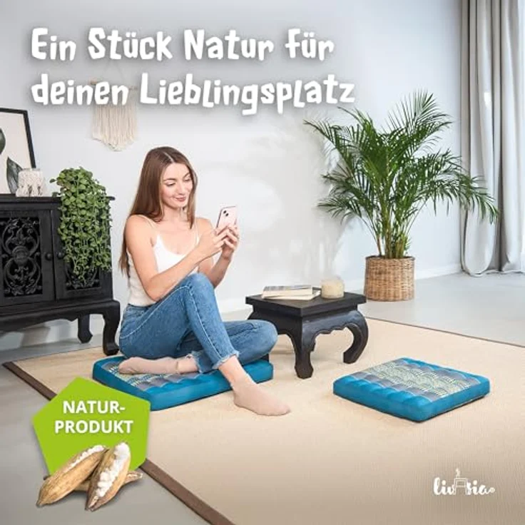 livasia Sitzkissen Sitzkissen 35 cm, vegan und handgefertigt, 35x35x6cm, Kapok – Bild 3