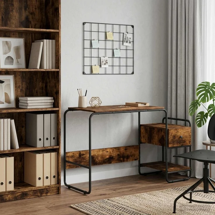 vidaXL Schreibtisch mit Stauraum Räuchereiche 131,5 x 50 x 75,5 cm 8008046 – Bild 1