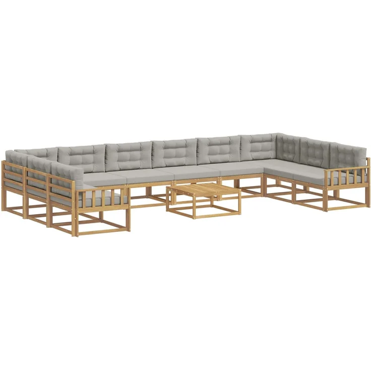 vidaXL Outdoor-Sofagarnitur 11 stk. 10-Sitzer Weiß und Hellgrau 3387135 – Bild 2