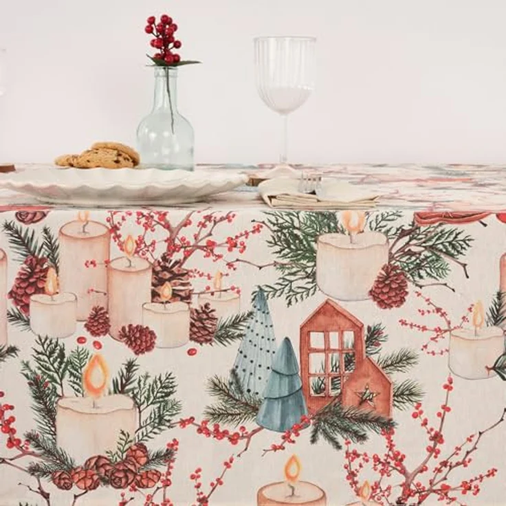 BELUM | Weihnachtstischdecke | Anti-Fleck-Tischdecke | Rechteckig Harz | Tischdecke (laminiert) | Tischdecke | Tischdecke | Heimtisch (140x140 cm) – Bild 4