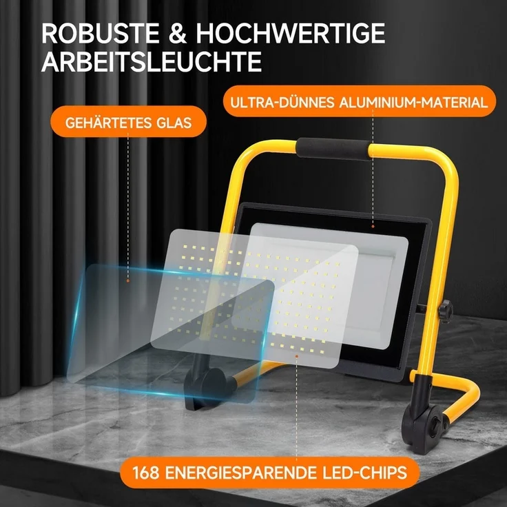 Aigostar Baustrahler Aigostar LED Baustrahler 100W mit Schalter,9000LM,4M Kabel,IP65,6500K – Bild 2
