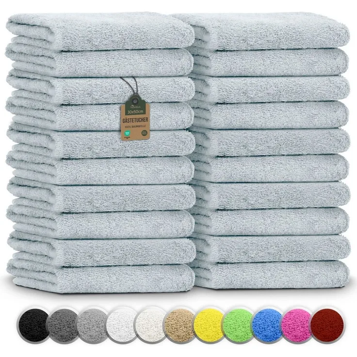 NatureMark Gästehandtuch 20er-Sparpack Frottier Gästetücher 30x50cm, 100% Baumwolle (20-St), GÃ¤stehandtuch 30x50cm FrÃ¼hlings blau