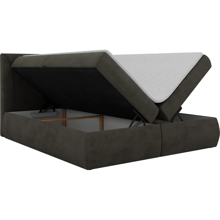 Boxspringbett mit Bettkasten TARENZA, Boxspringbett 140x200 cm mit Bonell-Matratze H3, Bett mit Topper T25, komfortables Boxspringbett, gepolstertes Kopfteil - Dunkelgrau Velvet – Bild 8