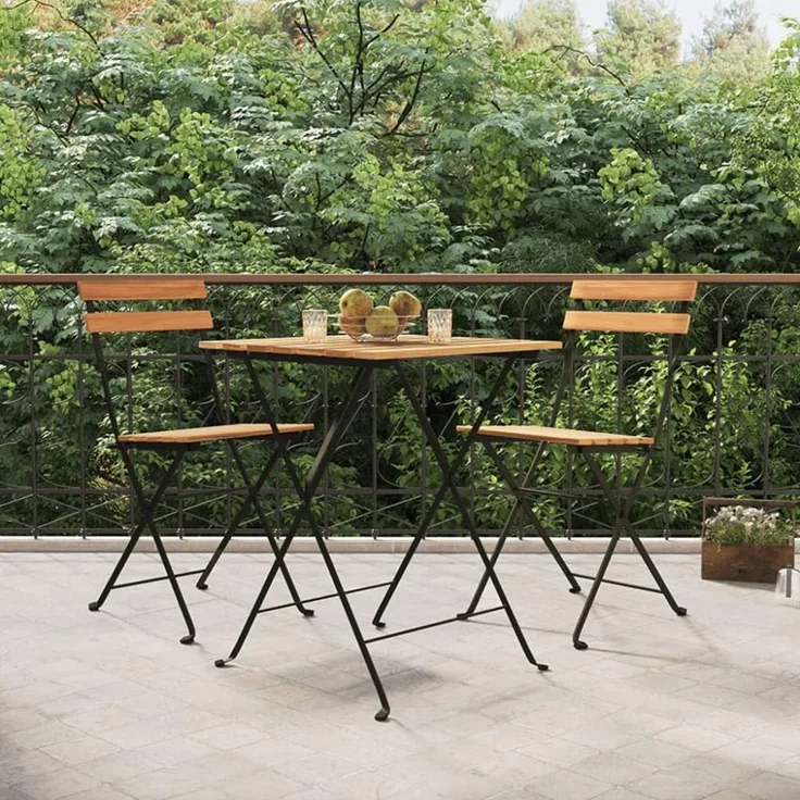 vidaXL Bistrostühle Klappbar 2 Stk. Massivholz Teak und Stahl 319979
