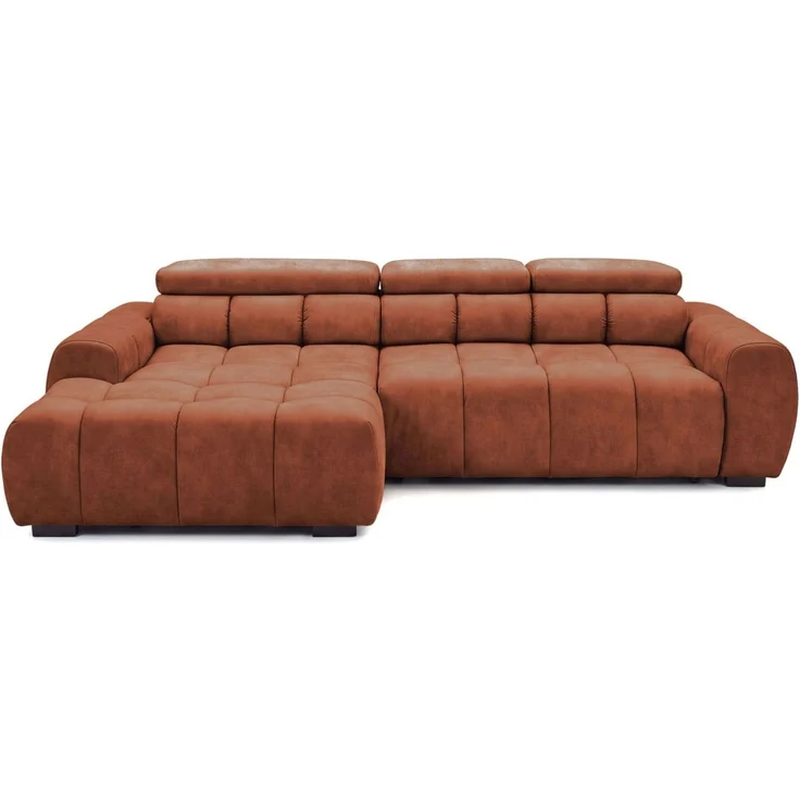 Ecksofa Schlafsofa VELUNIO RELAX in Stoff Salvador Rostbraun Ottomane Links – Bild 4
