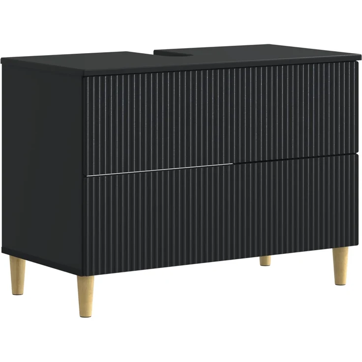 vidaXL 3-teiliges Badezimmer-Schranksystem ARNHEM Schwarz 3417766 – Bild 5