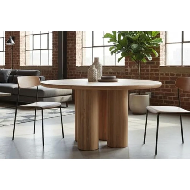 riess-ambiente Esstisch Art DECO 140cm natur Mangoholz, Säulenfüße, Unikat, massiv, rund (Einzelartikel, 1-St), Moderner Küchentisch - ideal für Ess- und Wohnzimmer oder Wohnküche – Bild 4