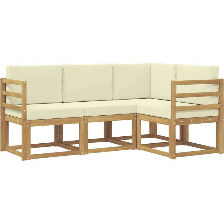 vidaXL Outdoor-Sofagarnitur 4 stk. 4-Sitzer Weiß und Creme 3387544 – Bild 2