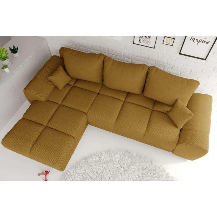 99rooms Antalya Ecksofa Cordstoff POSO Gold Links mit Schlaffunktion – Bild 3