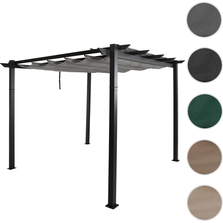 Mendler 'HWC-N93' Pergola, stabiles 8cm-Gestell mit Schiebedach UV50+ 3x3 m, Aluminium, Grau – Bild 10