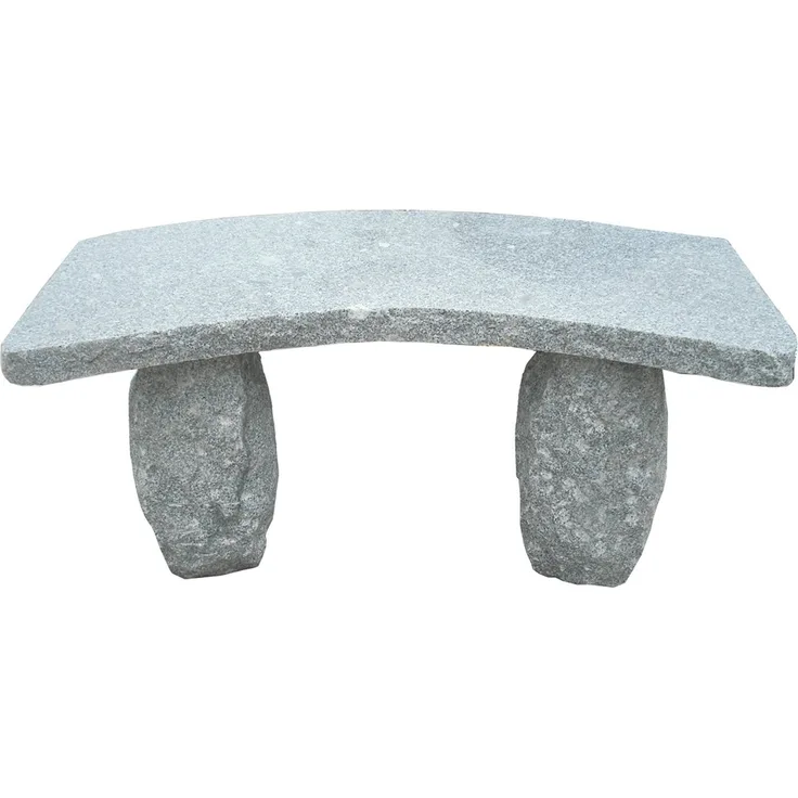 Dehner Gartenbank 2-Sitzer, 100 x 40 x 45 cm, Granit, grau, robuste und klassisch schöne Sitzbank mit gebogener Sitzfläche