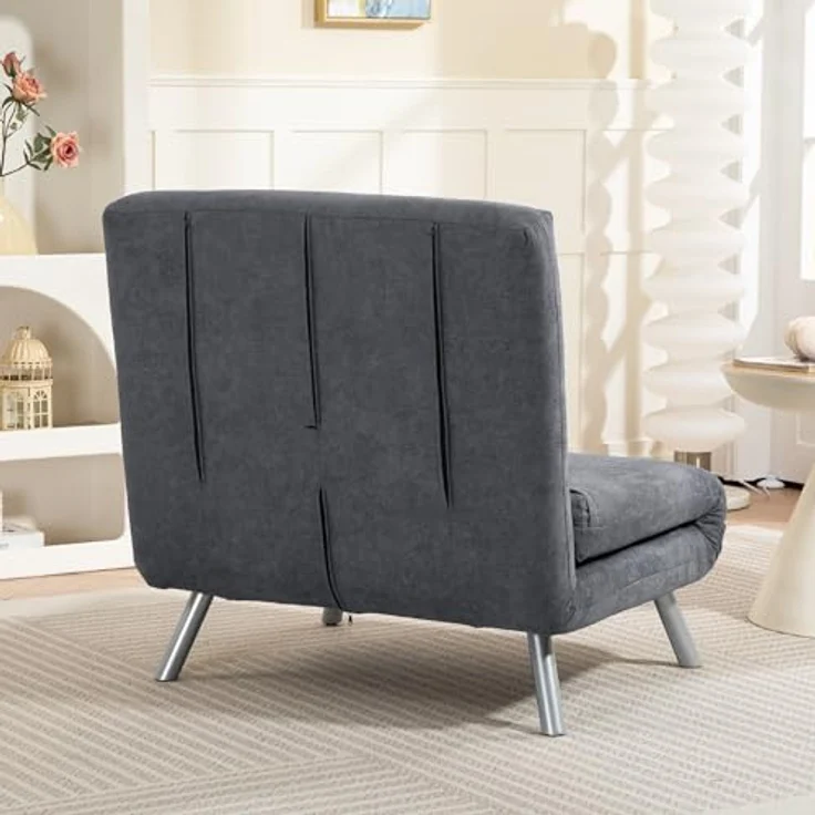 HOMCOM Schlafsofa mit verstellbarer Rückenlehne, abnehmbar Kissen, Samtoptik, 3-in-1 Schlafsessel 1 Teile, bis 120 kg, für Wohnzimmer, Schlafzimmer Dunkelgrau – Bild 10